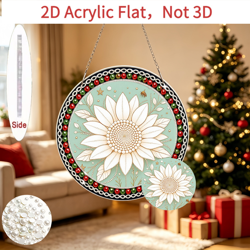 Elegant Floral Acrylic Pendant with Pearl Edging, Gift for Her